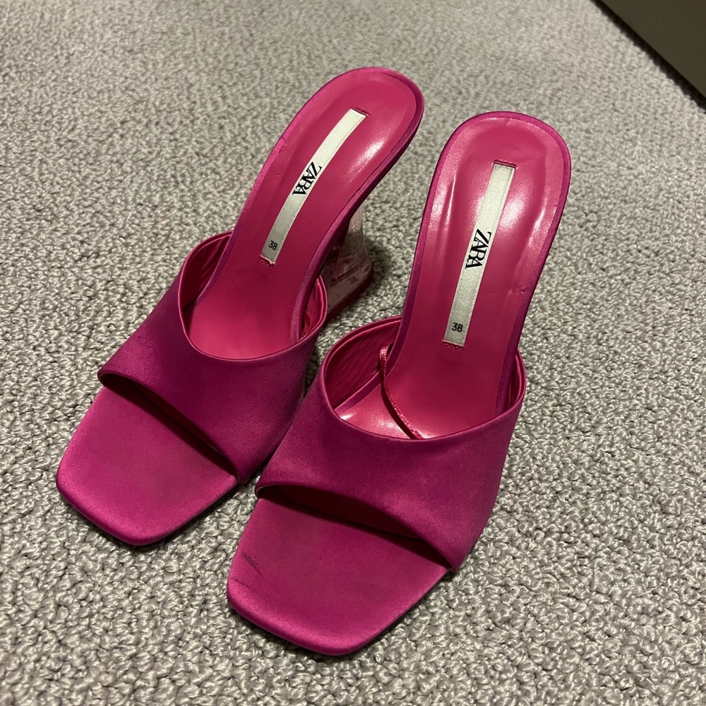 Zara fuchsia mules.